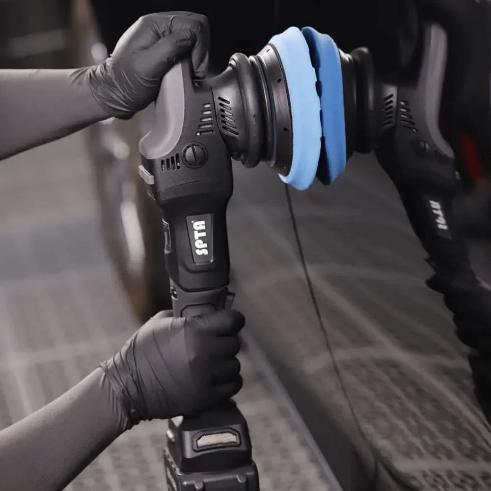 18V Cordless Car Polisher, 15mm Orbit 2000-4800 OPM Portable Buffer Polisher with 7 Variable Speed 2Pcs 4.0Ah Battery, 6 Sponge Pads,2 Wool Pad, Tool Bag for Car Polishing, Waxing