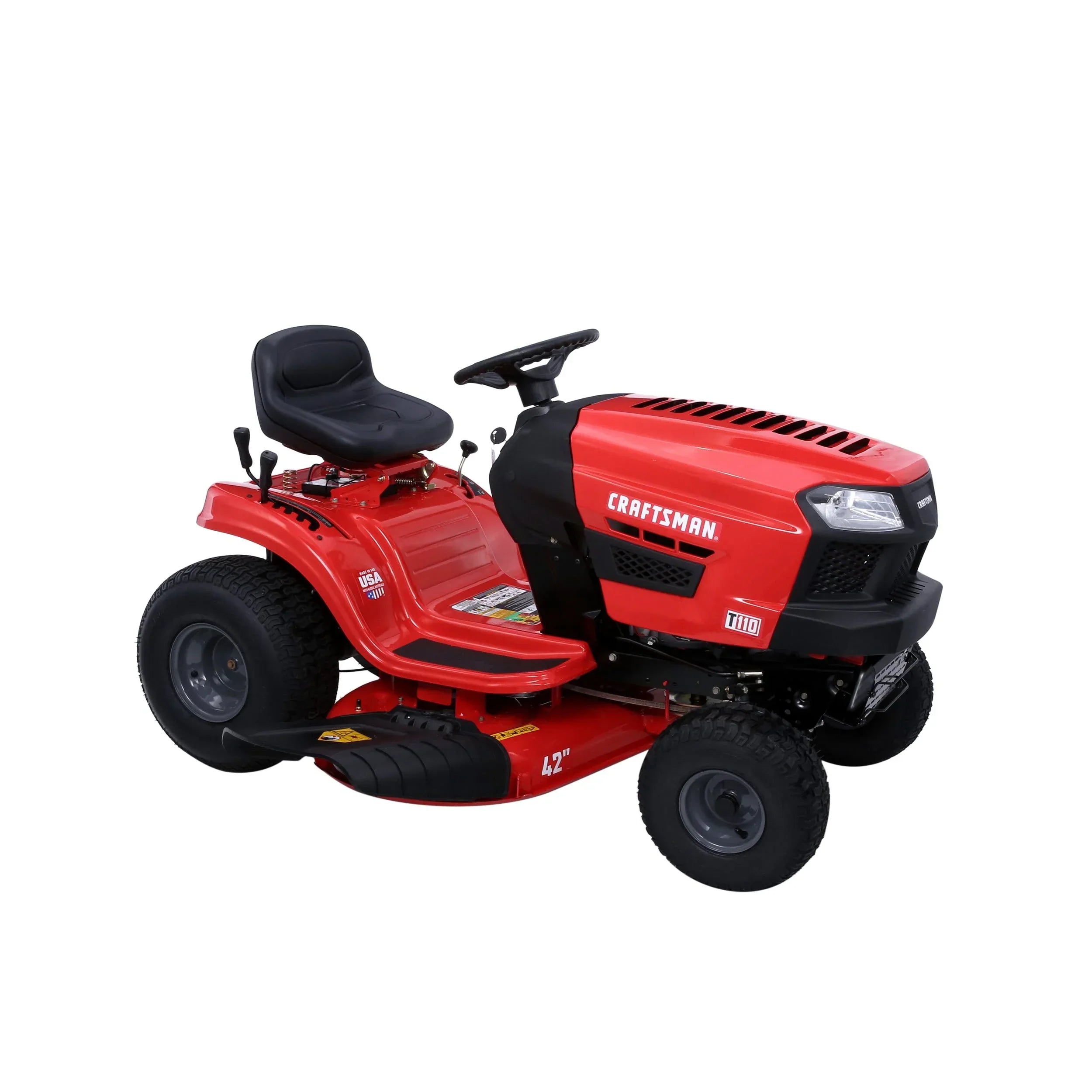 Craftsman T110 42-in Riding Lawn Mower �� 17.5 HP Briggs & Stratton Engine �� 7-Speed Transmission �� Model 13AN77XS093