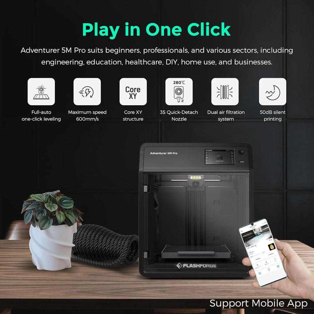 Adventurer 5M 3D Printer with Auto Leveling & High Speed