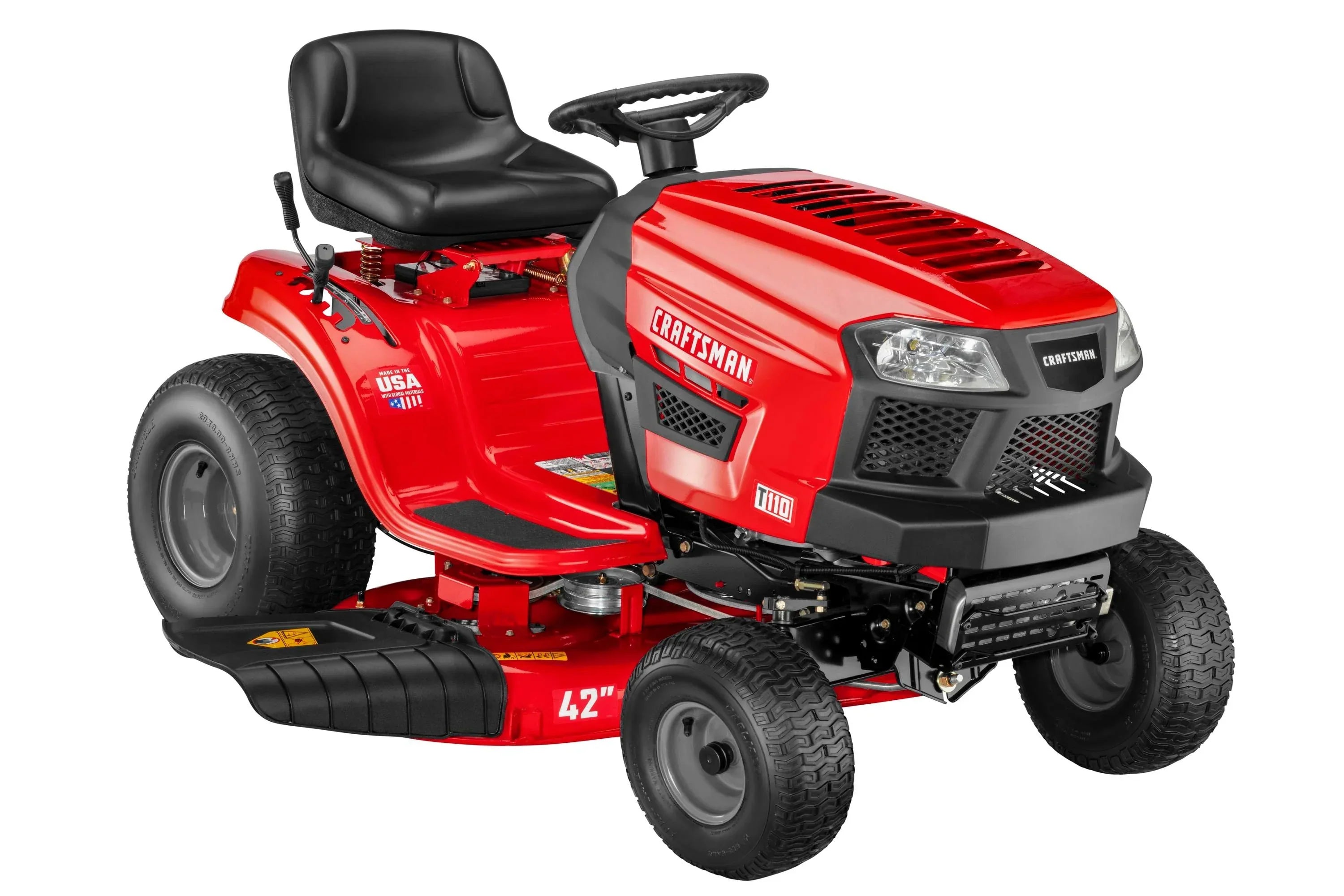 Craftsman T110 42-in Riding Lawn Mower �� 17.5 HP Briggs & Stratton Engine �� 7-Speed Transmission �� Model 13AN77XS093