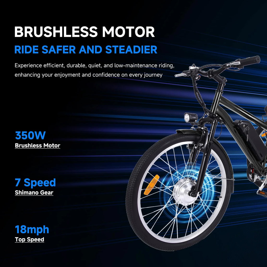 26 Inch Adult 3 Wheel Electric Tricycle with Basket, Fat Tires,7 Speeds,350W Powerful Motor, 36V 10Ah Removable Battery �� Dark Gray