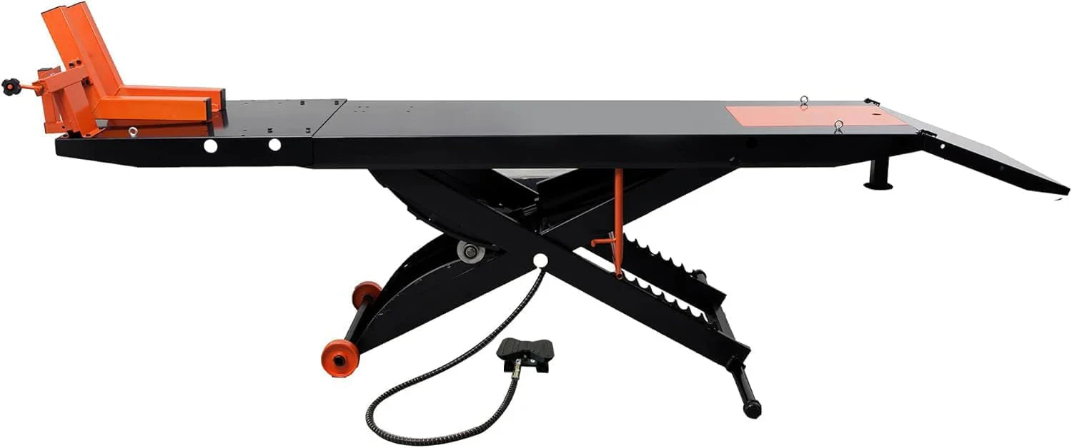 APlusLift MT1500X 1500LB Air-Operated Motorcycle & ATV Lift Table – 48" Wide with Side Extensions, 2-Year Warranty