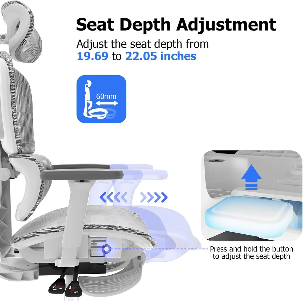 Ergo3D Ergonomic Office Chair �� High Back Mesh Desk Chair with 3D Adjustable Armrests, Wheels, for Home and Office (Black)