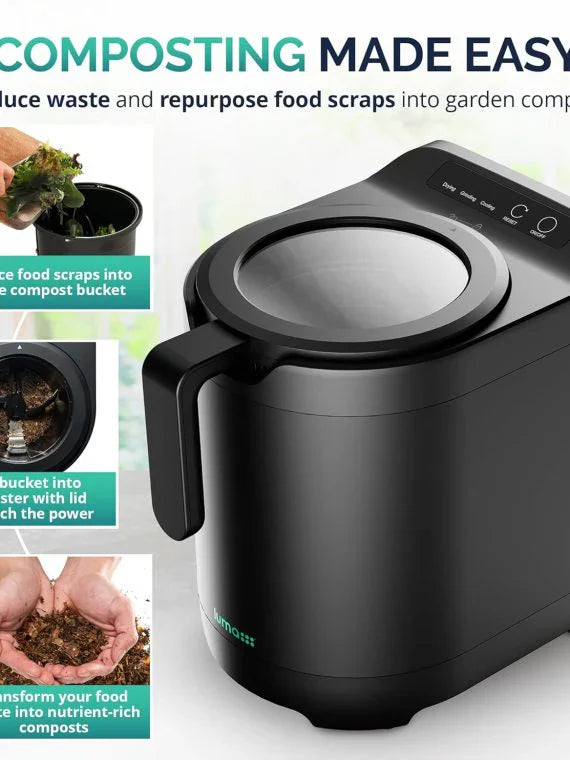 Electric Kitchen Composter 2.5L – Odorless Countertop Bin with Clear-View Lid, Smart Food Waste Disposal