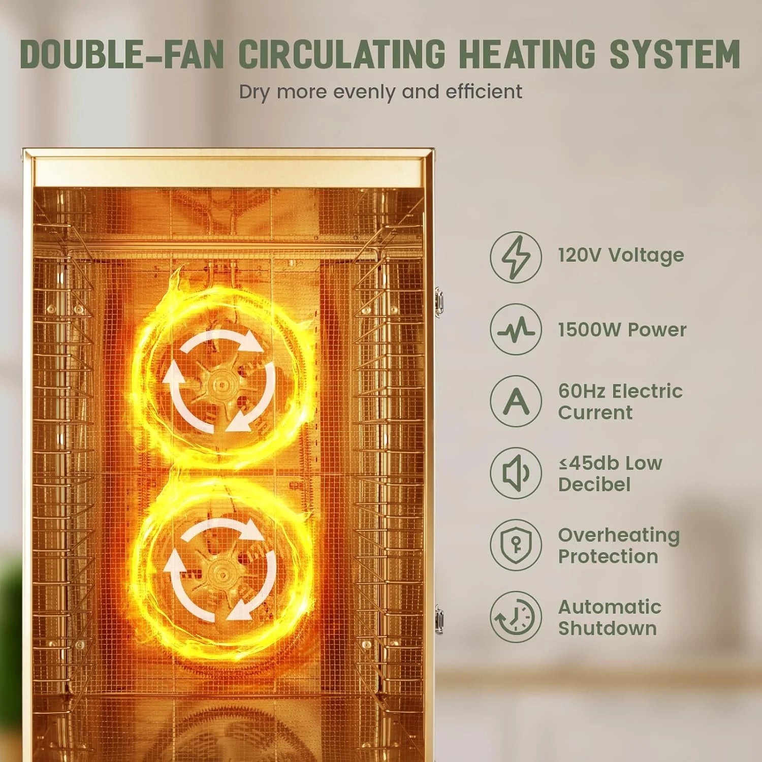 Commercial Food Dehydrator 16 Trays 1500W 70-190掳F Large