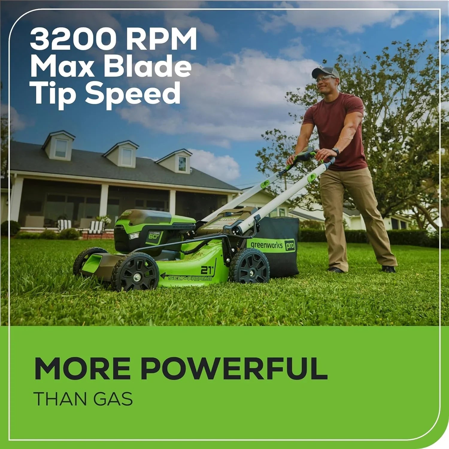 60V 21锟斤拷 Cordless (Self-Propelled) Lawn Mower , 2 x 4.0Ah Batteries and Dual Port Rapid Charger